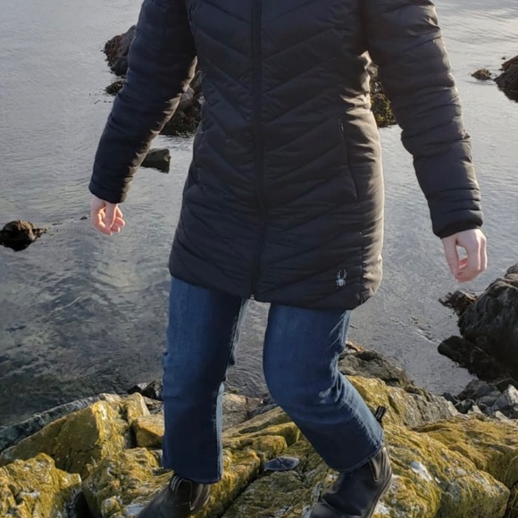 Spider Black Midi Puffer Jacket - Picture 2 of 3